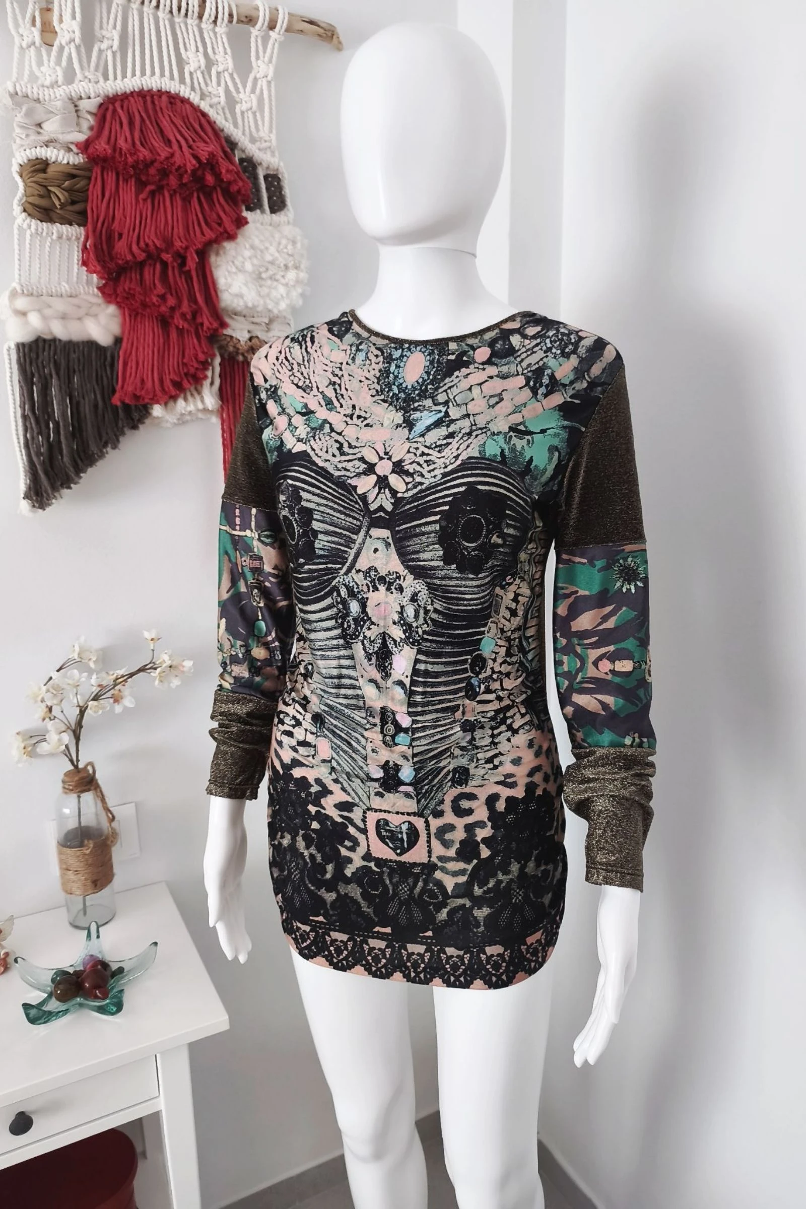 Camiseta/Vestido corto Bazar de Christian LaCroix T L. Edición Vintage/ Lurex